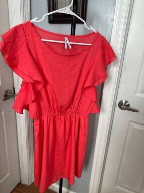 Event Dress, short sleeve with boat neck in pink, M